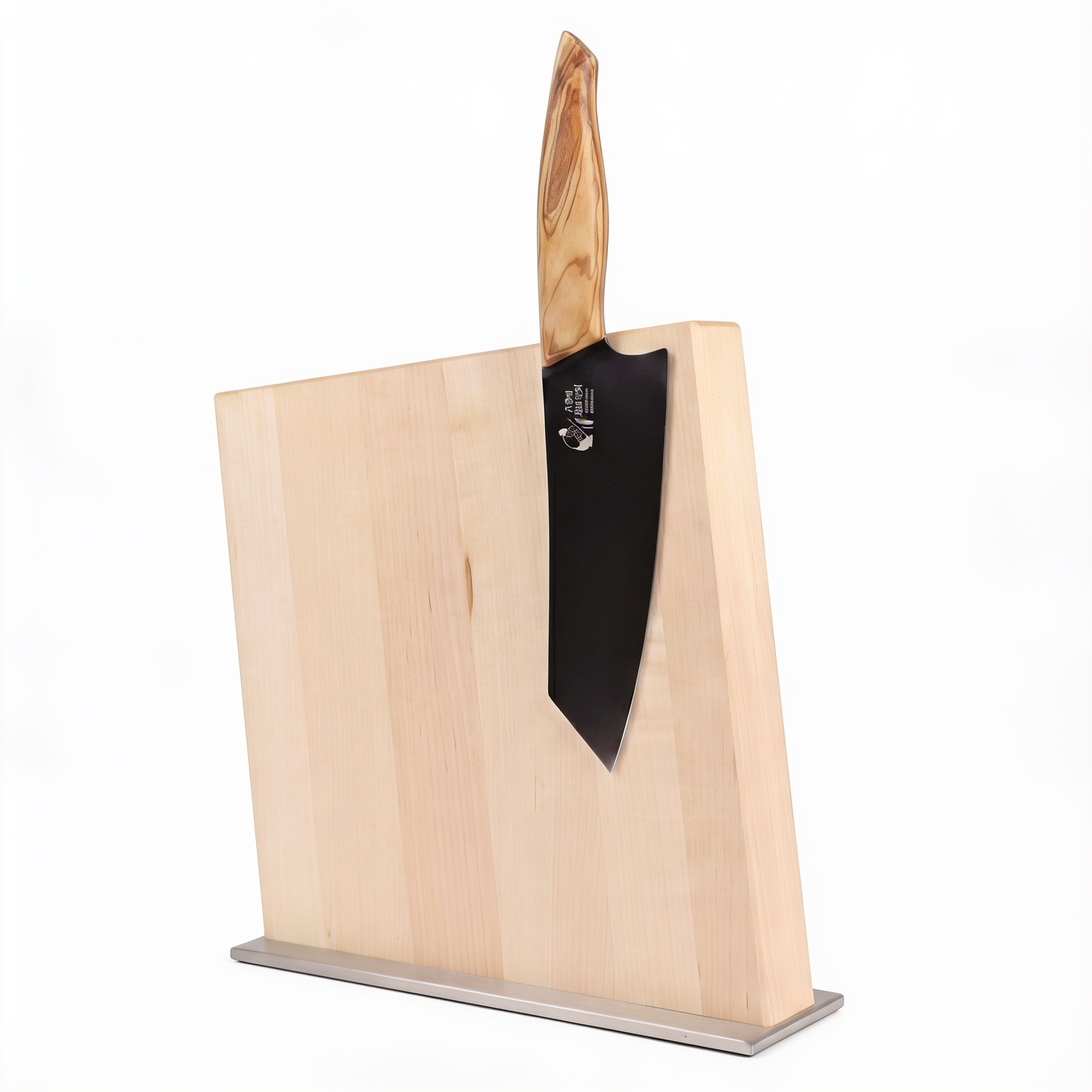 Bloc à couteaux design en érable avec socle en acier inoxydable