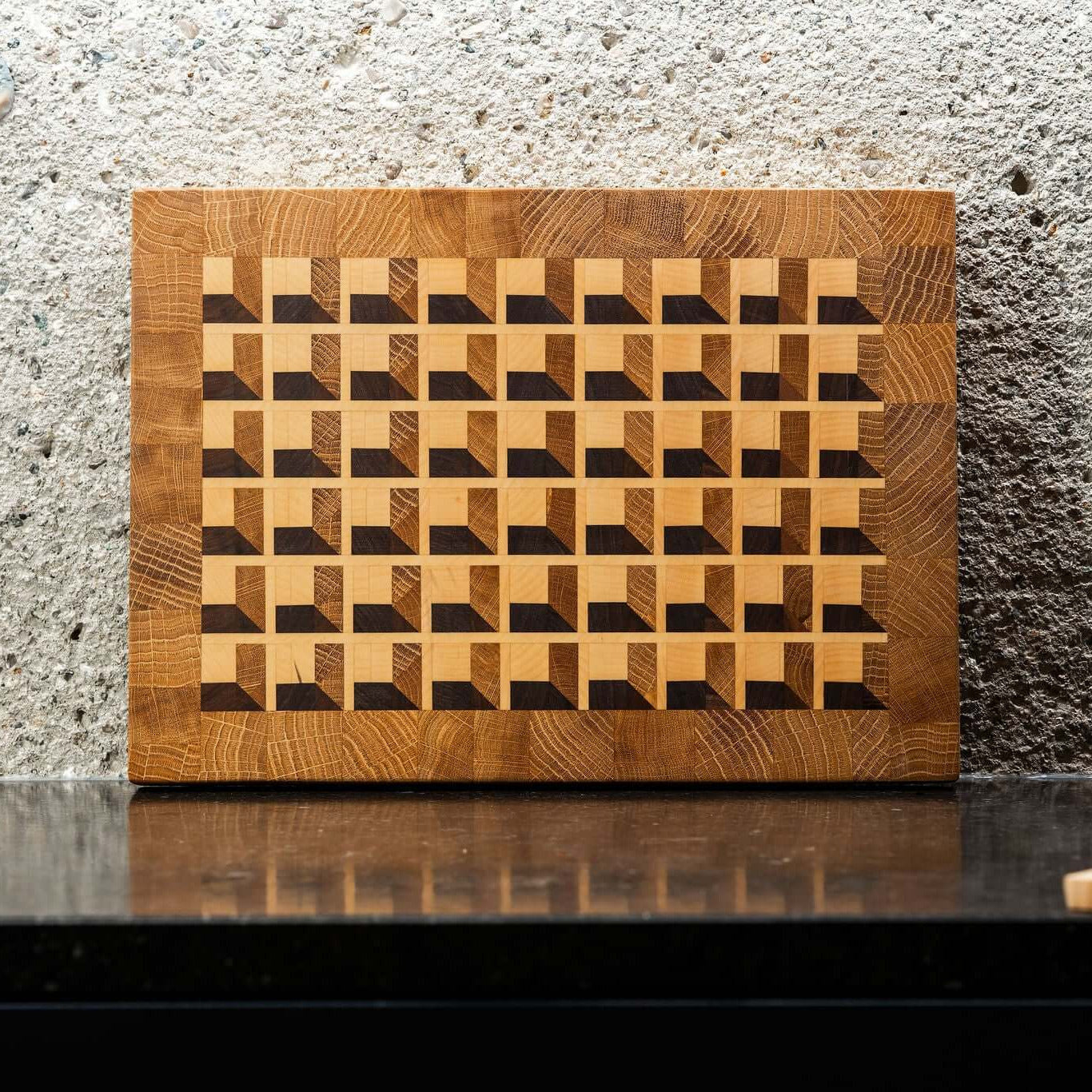 Setzkasten 3D Stirnholzschneidebrett – Handgefertigtes Holzbrett mit elegantem Design