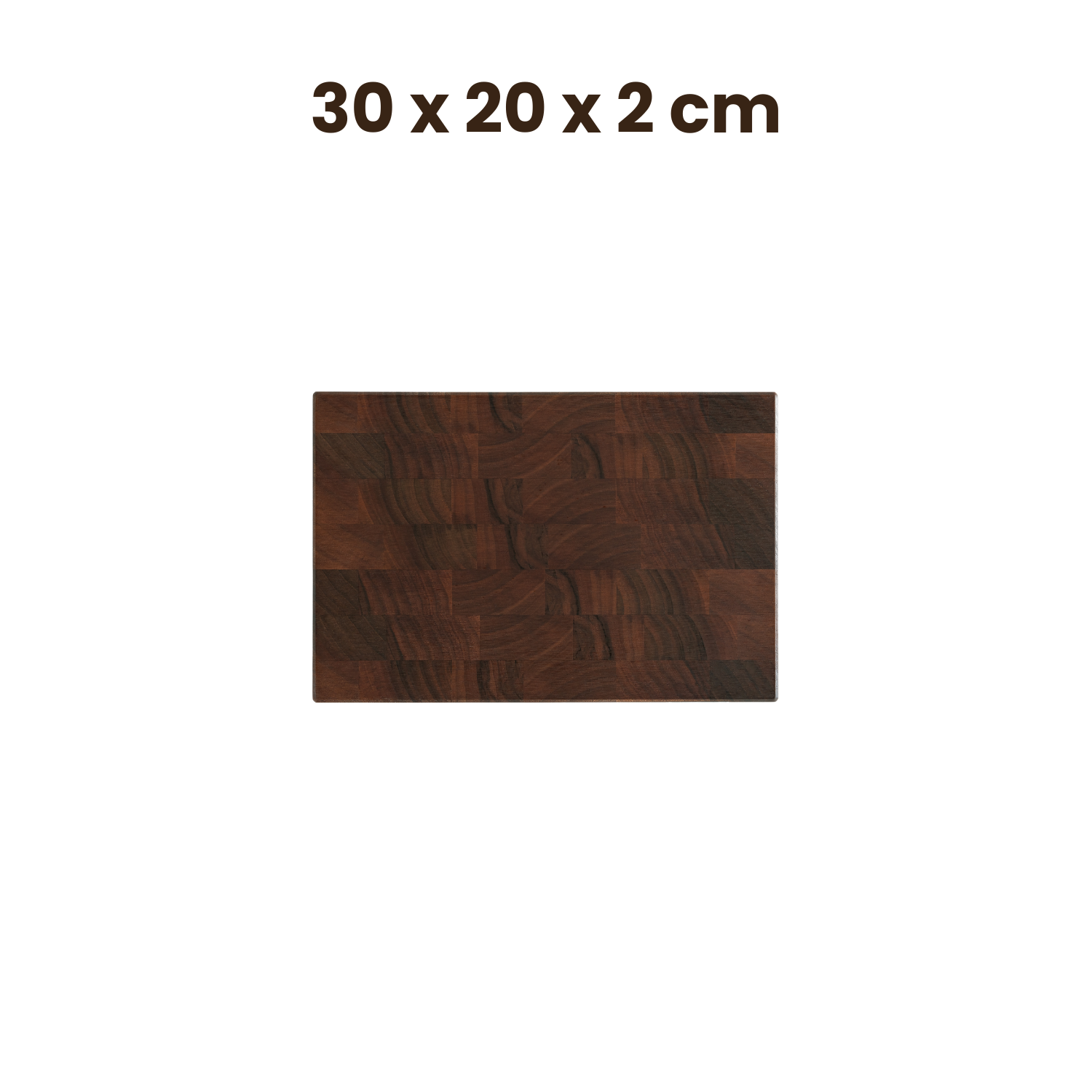 Nussbaum Stirnholzschneidebrett in den Maßen 30 x 20 x 2 cm, elegantes und funktionales Küchengerät.