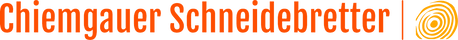 Logo von Chiemgauer Schneidebretter in Orange, das stilisierte Jahresringe zeigt. Dieses Design repräsentiert handwerkliche Präzision und die Verwendung natürlicher Materialien.