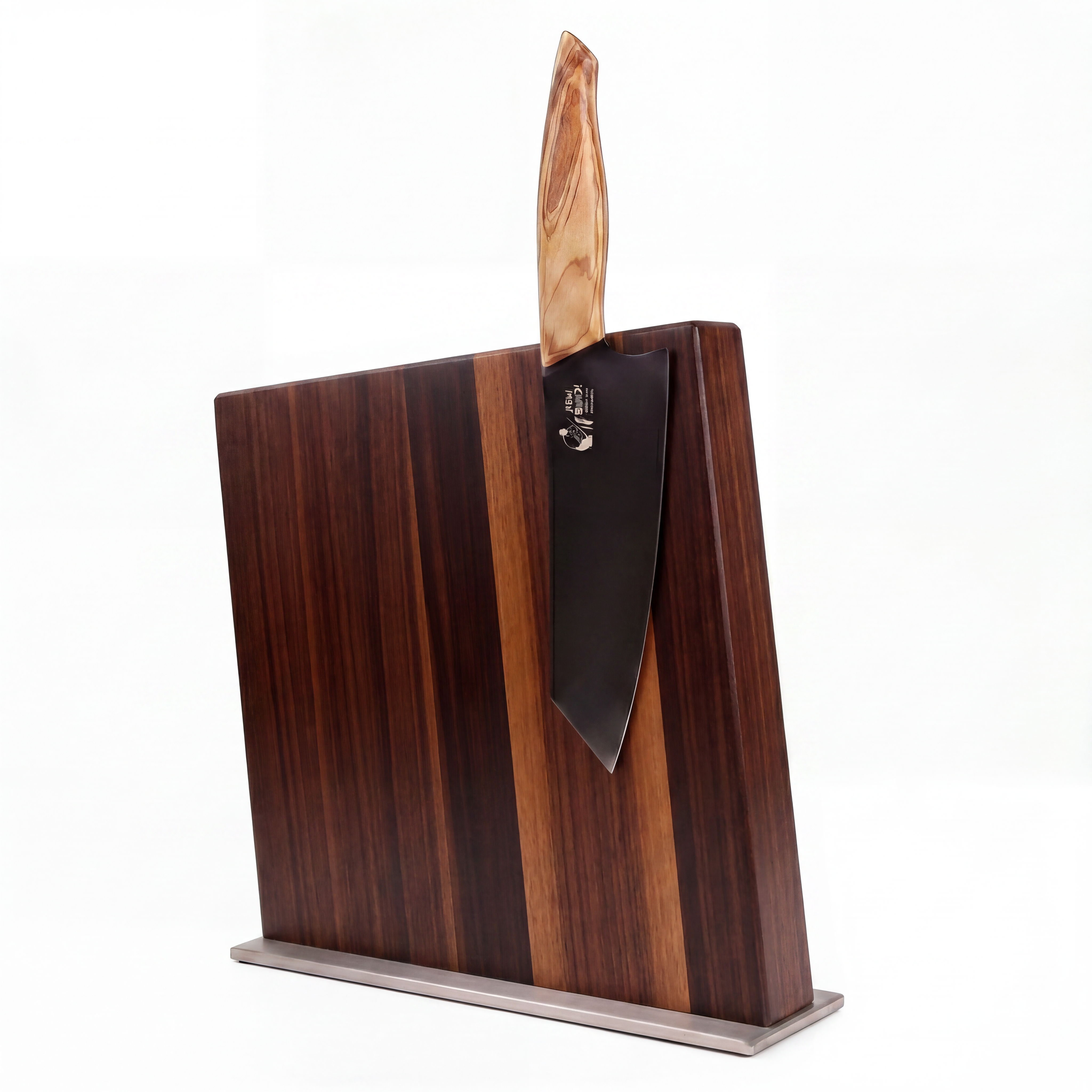 Designer Messerblock Nussbaum Edelstahl